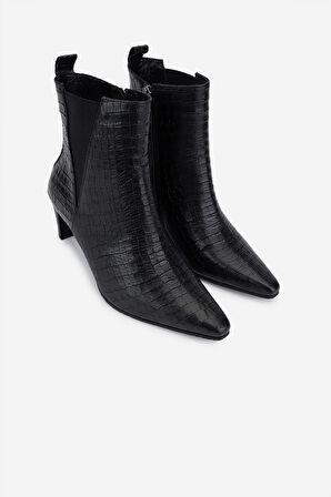 Valmenti Kadın Hakiki Deri Siyah Kroko Klasik Bot 33 4005 BN BOT SK25-26 SIYAH KROKO