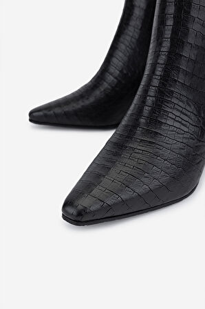 Valmenti Kadın Hakiki Deri Siyah Kroko Klasik Bot 33 4005 BN BOT SK25-26 SIYAH KROKO