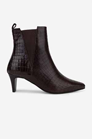 Valmenti Kadın Hakiki Deri Kahverengi Kroko Klasik Bot 33 4005 BN BOT SK25-26 KAHVE KROKO