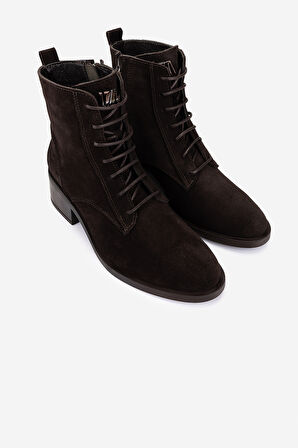 Valmenti Kadın Hakiki Deri Kahverengi Süet Topuklu Bot 33 5010-1 BN BOT SK25-26 KAHVE SUET