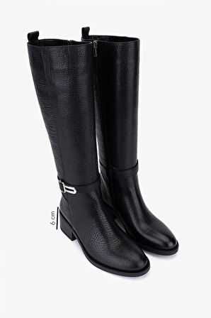 Valmenti Kadın Hakiki Deri Siyah Topuklu Çizme 33 5030-1 BN CZM SK25-26 SIYAH TAS DR