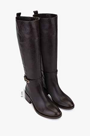 Valmenti Kadın Hakiki Deri Kahverengi Topuklu Çizme 33 5030-1 BN CZM SK25-26 KAHVE TAS DR