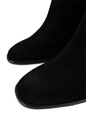 Tamer Tanca Kadın Hakiki Deri Siyah Süet Topuklu Bot 33 5520 BN BOT SK25-26 SIYAH SUET