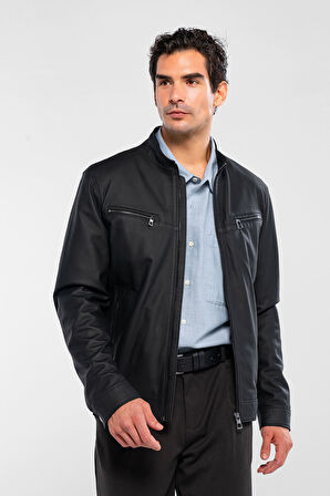 Tamer Tanca Erkek Hakiki Deri Siyah Deri Mont 571 SMR 768  ERK DR MONT SK25/26 SIYAH TAFTA