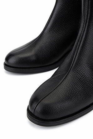 Tamer Tanca Kadın Hakiki Deri Siyah Floter Topuklu Bot 1081 155 BN BOT SK25-26 SIYAH FLTR