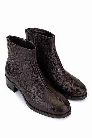 Tamer Tanca Kadın Hakiki Deri Kahverengi Topuklu Bot 1081 155 BN BOT SK25-26 KAHVE FLTR