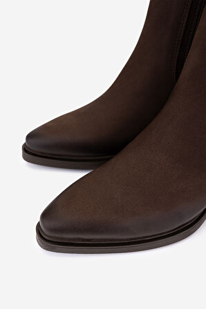 Valmenti Kadın Hakiki Deri Kahverengi Nubuk Topuklu Bot 599 7020 BN BOT SK25-26 KAHVE NBK