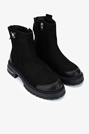 Valmenti Kadın Hakiki Deri Siyah Nubuk Casual Bot 1164 25573 BN BOT SK25-26 SIYAH NBK