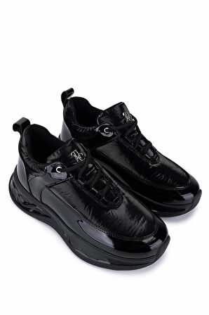Tamer Tanca Kadın Siyah Rugan Sneakers & Spor Ayakkabı 1172 07 BN AYK SK25-26 SYH RGN/PRST