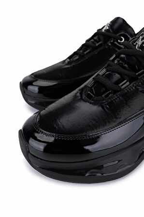 Tamer Tanca Kadın Siyah Rugan Sneakers & Spor Ayakkabı 1172 07 BN AYK SK25-26 SYH RGN/PRST