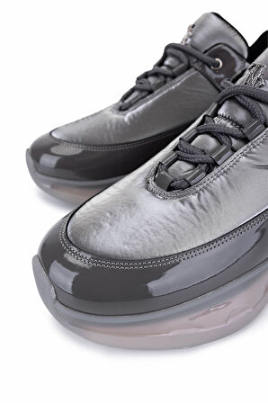 Tamer Tanca Kadın Gri Rugan Sneakers & Spor Ayakkabı 1172 07 BN AYK SK25-26 GRI RGN/PRST