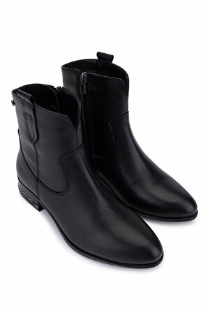 Tamer Tanca Kadın Hakiki Deri Siyah Deri Topuklu Bot 322 2152713 BN BOT SK25-26 SIYAH DR