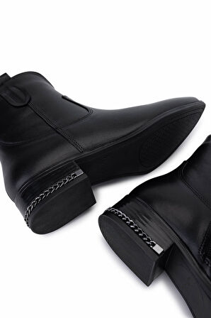 Tamer Tanca Kadın Hakiki Deri Siyah Deri Topuklu Bot 322 2152713 BN BOT SK25-26 SIYAH DR