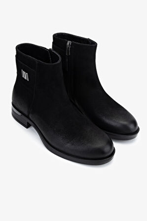 Valmenti Kadın Hakiki Deri Siyah Nubuk Düz Bot 322 2552202 BN BOT SK25-26 SIYAH NBK