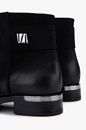 Valmenti Kadın Hakiki Deri Siyah Nubuk Düz Bot 322 2552202 BN BOT SK25-26 SIYAH NBK