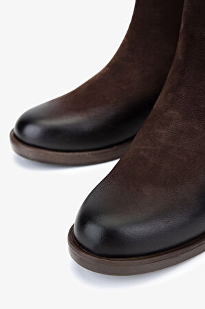 Valmenti Kadın Hakiki Deri Kahverengi Nubuk Düz Bot 322 2552202 BN BOT SK25-26 KAHVE NBK