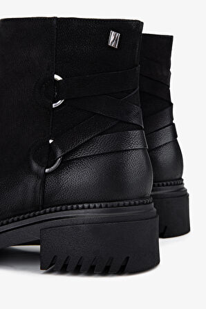 Valmenti Kadın Hakiki Deri Siyah Nubuk Düz Bot 322 1950860 BN BOT SK25-26 SIYAH NBK