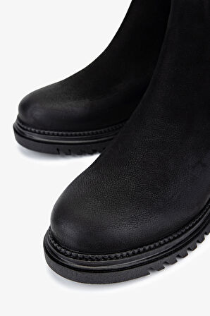 Valmenti Kadın Hakiki Deri Siyah Nubuk Düz Bot 322 1950860 BN BOT SK25-26 SIYAH NBK