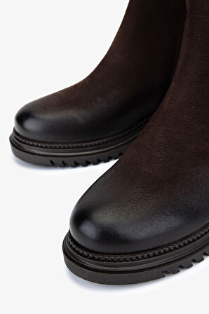 Valmenti Kadın Hakiki Deri Kahverengi Nubuk Düz Bot 322 1950860 BN BOT SK25-26 KAHVE NBK