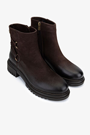 Valmenti Kadın Hakiki Deri Kahverengi Nubuk Düz Bot 322 1950860 BN BOT SK25-26 KAHVE NBK