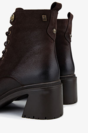 Valmenti Kadın Hakiki Deri Kahverengi Nubuk Topuklu Bot 322 2552502 BN BOT SK25-26 KAHVE NBK