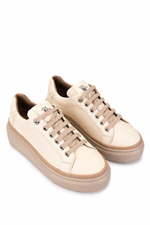 Tamer Tanca Kadın Hakiki Deri Bej Sneakers & Spor Ayakkabı 1116 5022-09 BN AYK SK25-26 BEJ FLTR