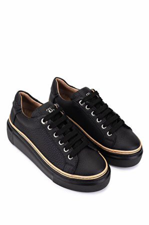 Tamer Tanca Kadın Hakiki Deri Siyah Floter Sneakers & Spor Ayakkabı 1116 5022-09 BN AYK SK25-26 SIYAH FLTR