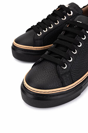 Tamer Tanca Kadın Hakiki Deri Siyah Floter Sneakers & Spor Ayakkabı 1116 5022-09 BN AYK SK25-26 SIYAH FLTR