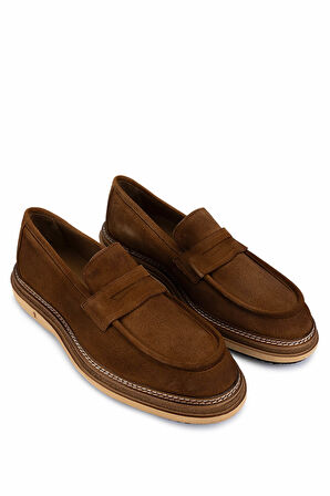 Tamer Tanca Erkek Hakiki Deri Bej Loafer Ayakkabı 537 3670 ERK AYK Y25 CAMEL SUET