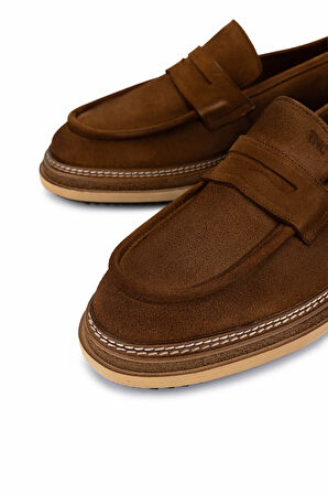 Tamer Tanca Erkek Hakiki Deri Bej Loafer Ayakkabı 537 3670 ERK AYK Y25 CAMEL SUET
