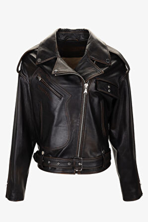 Valmenti Kadın Hakiki Deri Viski Eskitme Deri Mont 993 SPARK BYN DERIMONT SK25/26 VISKI ESKITME