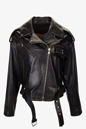 Valmenti Kadın Hakiki Deri Viski Eskitme Deri Mont 993 SPARK BYN DERIMONT SK25/26 VISKI ESKITME