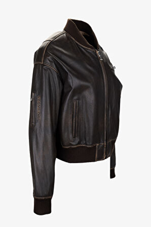 Valmenti Kadın Hakiki Deri Kahverengi Deri Mont 993 BOMBER BYN DERIMONT SK25/26 VISKI DOKME