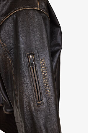 Valmenti Kadın Hakiki Deri Kahverengi Deri Mont 993 BOMBER BYN DERIMONT SK25/26 VISKI DOKME