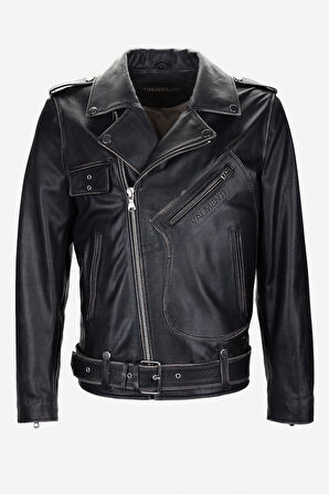 Valmenti Erkek Hakiki Deri Siyah Eskitme Deri Mont 993 FALCON ERK DERIMONT SK25/26 SIYAH ESKITME