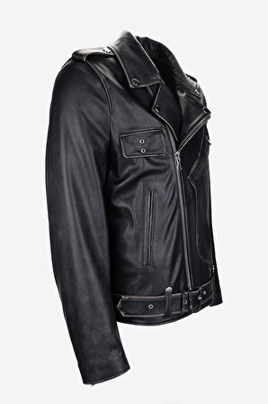 Valmenti Erkek Hakiki Deri Siyah Eskitme Deri Mont 993 FALCON ERK DERIMONT SK25/26 SIYAH ESKITME