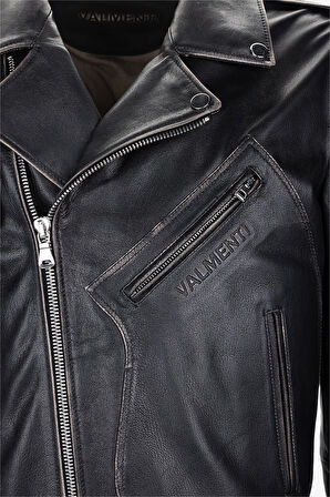 Valmenti Erkek Hakiki Deri Siyah Eskitme Deri Mont 993 FALCON ERK DERIMONT SK25/26 SIYAH ESKITME