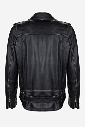 Valmenti Erkek Hakiki Deri Siyah Eskitme Deri Mont 993 FALCON ERK DERIMONT SK25/26 SIYAH ESKITME