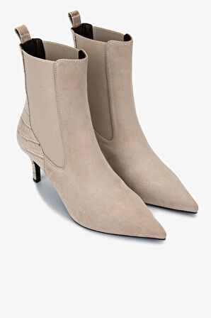 Valmenti Kadın Hakiki Deri Taş Süet Topuklu Bot 1130 1093 BN BOT SK25-26 TAS SUET/BEJ MAT KROKO