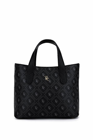 Tamer Tanca Kadın Suni Deri Siyah Desen El Çantası 743 2342 ERK CNT SK25-26 SIYAH GFRJ