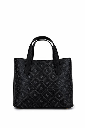 Tamer Tanca Kadın Suni Deri Siyah Desen El Çantası 743 2342 ERK CNT SK25-26 SIYAH GFRJ