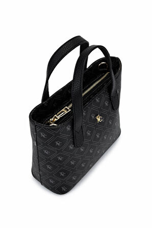 Tamer Tanca Kadın Suni Deri Siyah Desen El Çantası 743 2342 ERK CNT SK25-26 SIYAH GFRJ