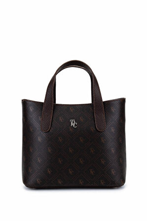 Tamer Tanca Kadın Suni Deri Kahverengi Desen El Çantası 743 2342 ERK CNT SK25-26 KAHVE GFRJ