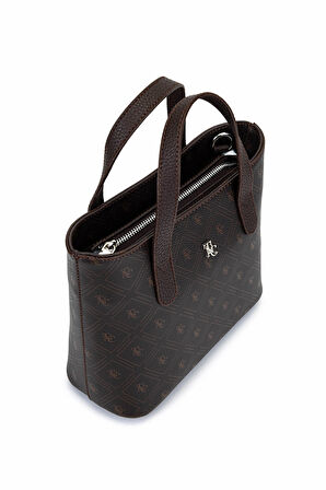 Tamer Tanca Kadın Suni Deri Kahverengi Desen El Çantası 743 2342 ERK CNT SK25-26 KAHVE GFRJ