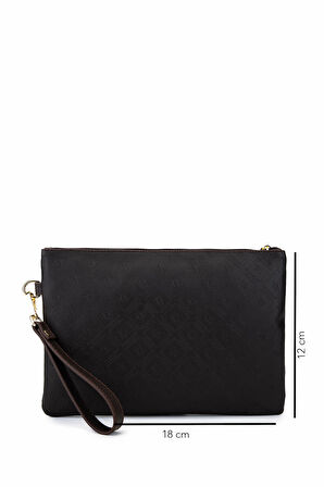 Tamer Tanca Kadın Suni Deri Kahverengi Clutch Çanta 743 2337 BN CNT SK25-26 KAHVE MNG