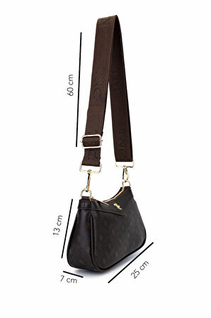 Tamer Tanca Kadın Suni Deri Kahverengi Desen Postacı Çanta 743 2339 BN CNT SK25-26 KAHVE GFRJ