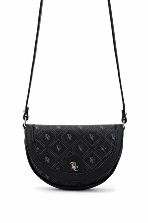 Tamer Tanca Kadın Suni Deri Siyah Desen Postacı Çanta 743 2338 BN CNT SK25-26 SIYAH GFRJ