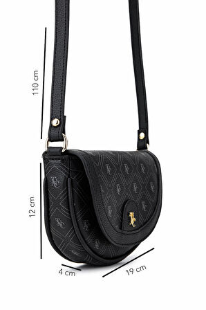 Tamer Tanca Kadın Suni Deri Siyah Desen Postacı Çanta 743 2338 BN CNT SK25-26 SIYAH GFRJ