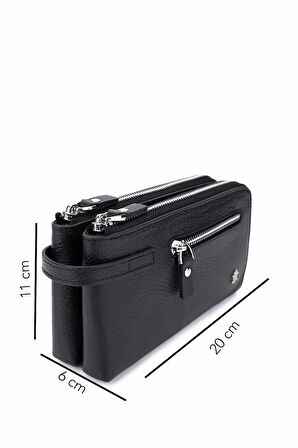 Tamer Tanca Erkek Hakiki Deri Siyah Floter El Çantası 1148 8127 ERK CNT SK25-26 SIYAH FLTR