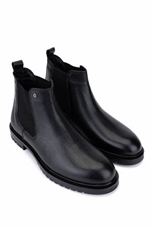 Tamer Tanca Erkek Hakiki Deri Siyah Floter Casual Bot 1174 4116 ERK BOT SK25-26 SIYAH FLTR